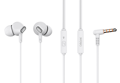 CELEBRAT earphones με μικρόφωνο G21, 3.5mm σύνδεση, Φ12mm, 1.2m, λευκά