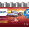 PHILIPS Power αλκαλικές μπαταρίες LR03P16F/10, AAA LR03 1.5V, 16τμχ