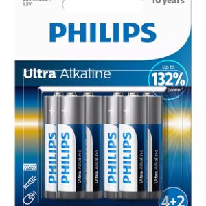 PHILIPS Ultra αλκαλικές μπαταρίες LR6E6BP/10, AA LR6 1.5V, 6τμχ