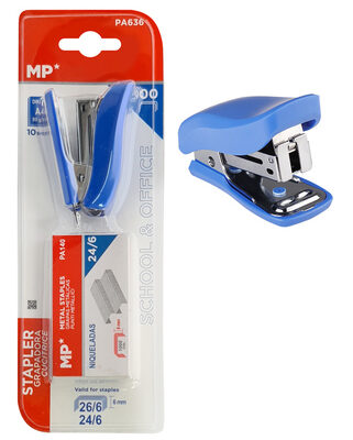 MP mini συρραπτικό με ανταλλακτικά PA636, 24/6-26/6, 10 φύλλα, μπλε