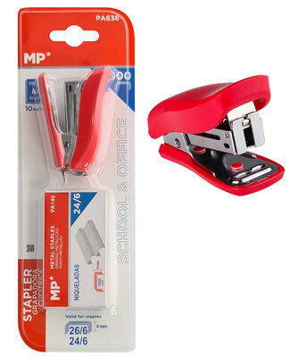MP mini συρραπτικό με ανταλλακτικά PA636, 24/6-26/6, 10 φύλλα, κόκκινο