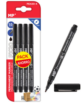 MP ανεξίτηλος μαρκαδόρος PE420-4 για CD-DVD, 1mm, μαύρος, 4τμχ