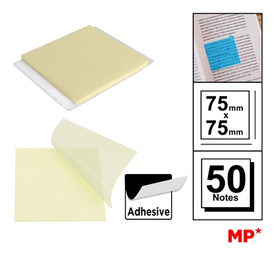 MP αυτοκόλλητα χαρτάκια σημειώσεων PN346-07, 75x75mm, διάφανα, 50τμχ