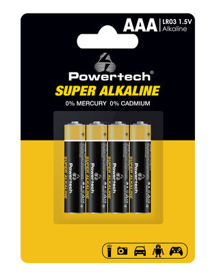 POWERTECH αλκαλικές μπαταρίες Super Alkaline PT-1213, AAA, 1.5V, 4τμχ