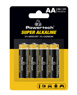 POWERTECH αλκαλικές μπαταρίες Super Alkaline PT-1214, AA, 1.5V, 4τμχ