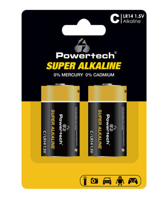 POWERTECH αλκαλικές μπαταρίες Super Alkaline PT-1216, LR14, 1.5V, 2τμχ