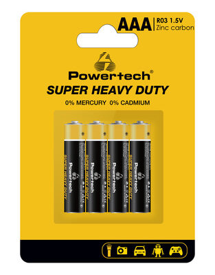 POWERTECH μπαταρίες Zinc Carbon Super Heavy Duty PT-1218, AAA 1.5V, 4τμχ