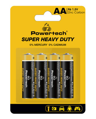POWERTECH μπαταρίες Zinc Carbon Super Heavy Duty PT-1219, AA, 1.5V, 4τμχ
