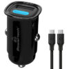 POWERTECH φορτιστής αυτοκινήτου PT-1229, καλώδιο, USB/USB-C, 30W, μαύρος