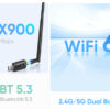 POWERTECH ασύρματος USB αντάπτορας δικτύου & Bluetooth 5.3 PT-1386, 900Mbps WiFi 6