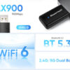 POWERTECH ασύρματος USB αντάπτορας δικτύου & Bluetooth 5.3 PT-1387, 900Mbps WiFi 6