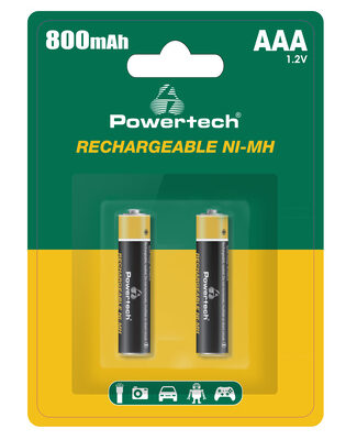 POWERTECH επαναφορτιζόμενες μπαταρίες NI-MH PT-1403, AAA, 800mah, 1.2V, 2τμχ
