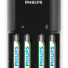 PHILIPS φορτιστής μπαταριών AA & AΑΑ NiMH SCB1450NB με 4x AAA, μαύρος