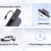 USAMS φορτιστής αυτοκινήτου US-SJ649 για Tesla(3/Y), με 2x καλώδια, USB/USB-C θύρες, 60W, γκρι
