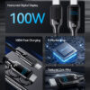 USAMS καλώδιο USB-C SJ742, 100W, 480Mbps, 1.2m, μαύρο