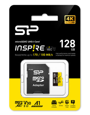 SILICON POWER κάρτα μνήμης microSDXC Inspire, 128GB, UHS-I U3 A1 V30