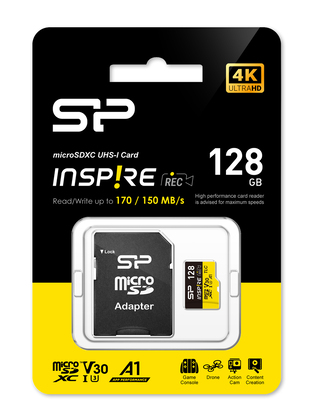 SILICON POWER κάρτα μνήμης microSDXC Inspire, 128GB, UHS-I U3 A1 V30