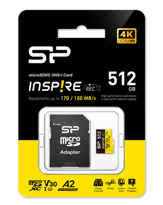 SILICON POWER κάρτα μνήμης microSDXC Inspire, 512GB, UHS-I U3 A1 V30
