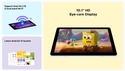 DOOGEE tablet T10W, 10.1", 4/128GB, 4G, Android 14, 8000mAh, μπλε