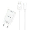 USAMS φορτιστής τοίχου T21OCTC01 με καλώδιο USB-C, USB 2.1A, λευκός