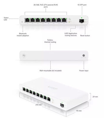 UBIQUITI router UISP-R, 8x Gigabit Ethernet Θύρες, 1000Mbps, PoE 30W