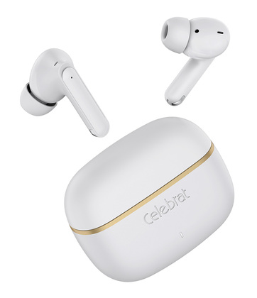 CELEBRAT earphones με θήκη φόρτισης WD03, True Wireless, 13mm, 30/300mAh, λευκά