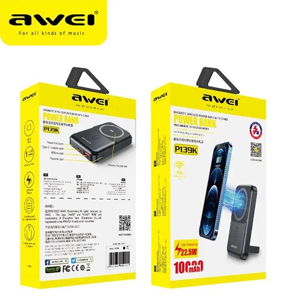 Powerbank μαγνητικής φόρτισης - P139K - 10.000mah - 22.5W - AWEI - 002400