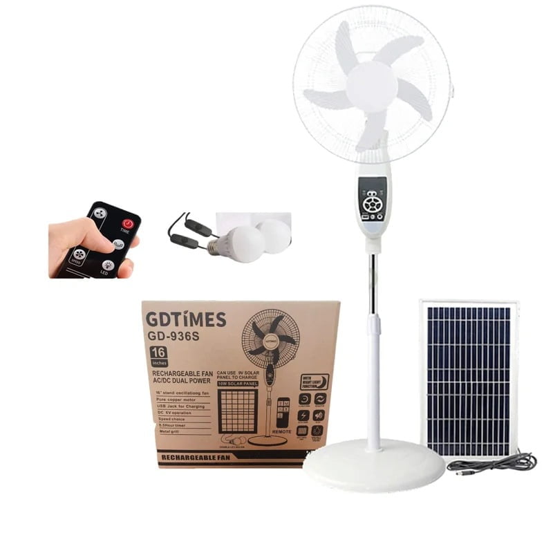 GDTIMES Ηλιακός Ανεμιστήρας με βάση 16inches GD-936S - Rechargeable fan