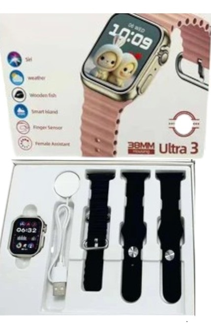 Σετ Smartwatch με 3 λουράκια - LG77 Mini - 064908 - Black