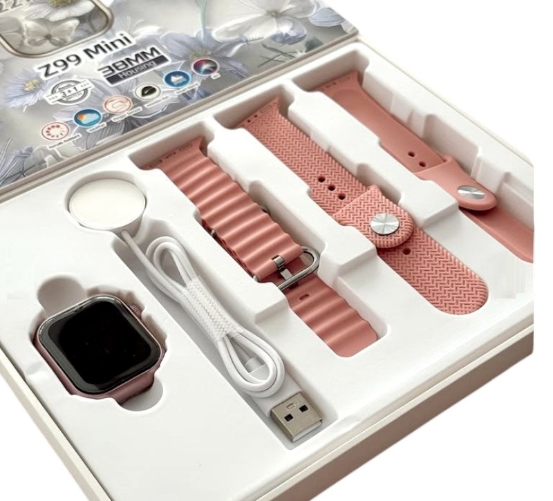 Σετ Smartwatch με 3 λουράκια - Z99 Mini - 064984 - Pink