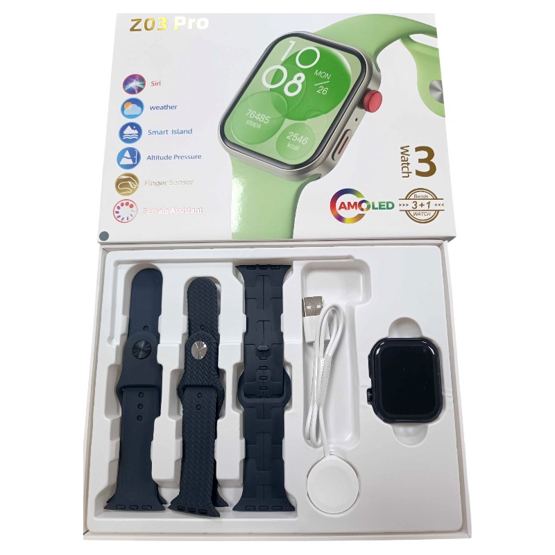 Σετ Smartwatch με 3 λουράκια - Z03 Pro - 065042 - Black