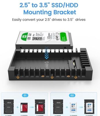 ORICO tray 3.5" για 2.5" HDD/SSD 1125SS-V1, 6Gbps, μαύρο