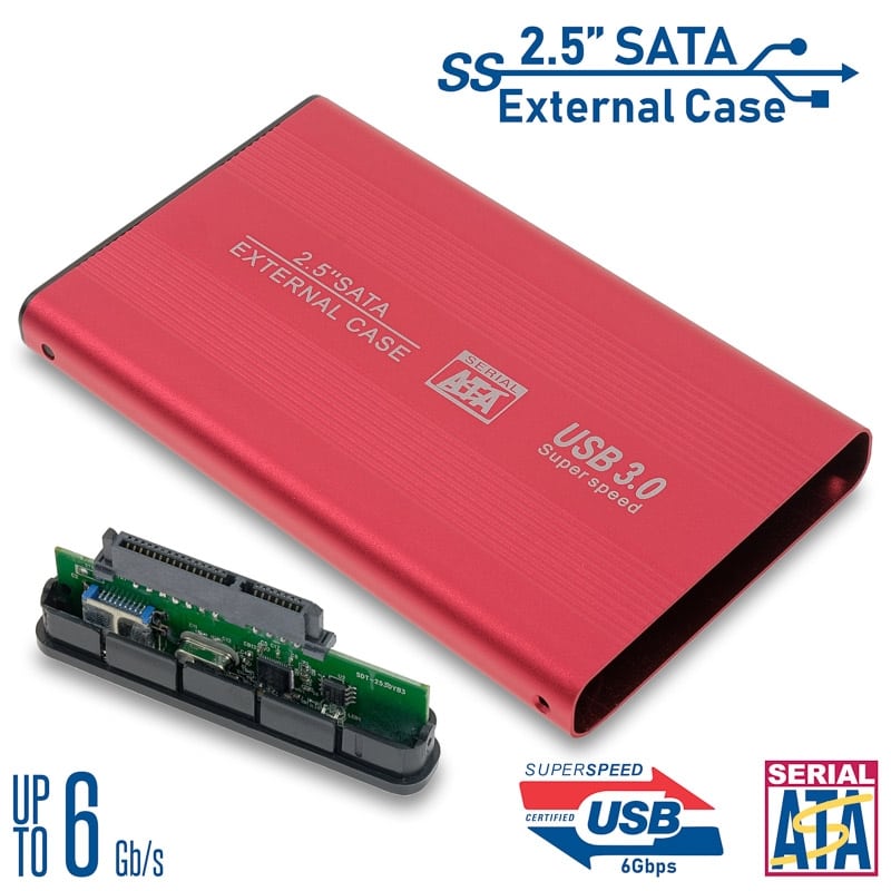 External Case HDD 2.5'' SATA USB 3 Red