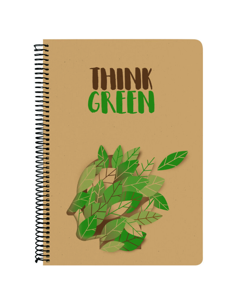 Think Green Τετράδιο Σπιράλ 120 Φύλλων & 3 Θεμάτων 70gsm A4