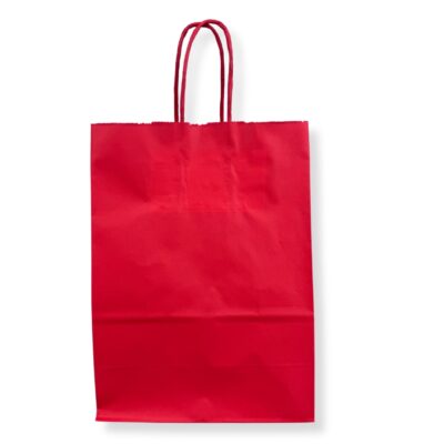 Κόκκινη Χάρτινη Τσάντα με Στριφτό Χερούλι Kraft 25x12x31cm