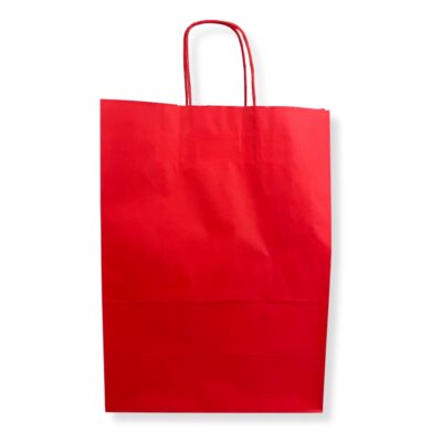 Τσάντα Kraft Χάρτινη 25x12x37cm με Στριφτό Χερούλι Κόκκινη