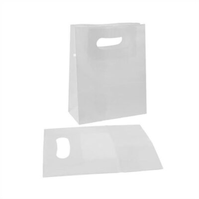 18x8x22cm Χάρτινη Τσάντα Λευκή με Χερούλι Χούφτα