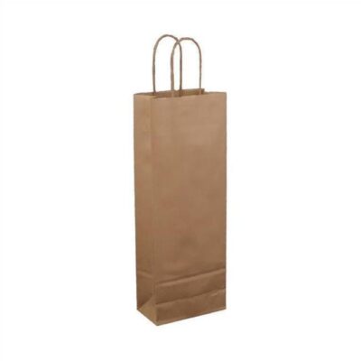Χάρτινη Σακούλα Ποτού Kraft Καφέ 14x8x39cm
