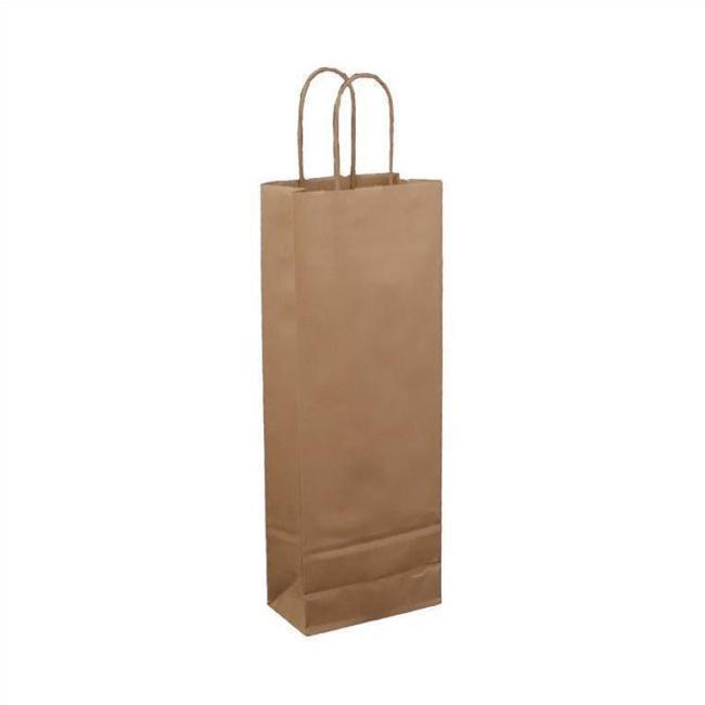 Χάρτινη Σακούλα Ποτού Kraft Καφέ 14x8x39cm