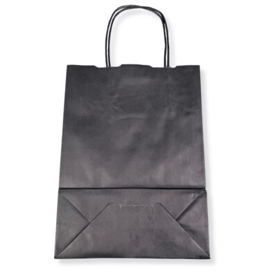 25x12x31cm Χάρτινη Τσάντα Μαύρη με Στριφτό Χερούλι