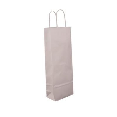 14x8x39cm Χάρτινη Τσάντα Φιάλης Ποτού Λευκή