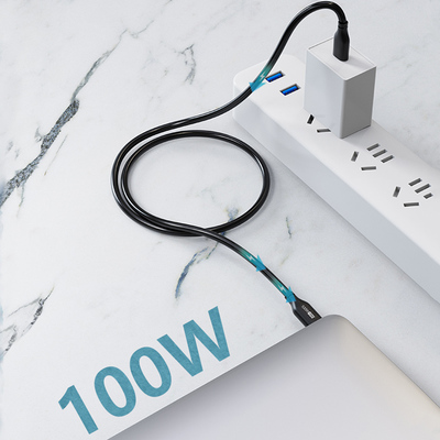 CT-CM100-PB1 CABLETIME καλώδιο USB-C CT-CM100 E-mark, 100W PD, 480Mbps, 1m, μαύρο
