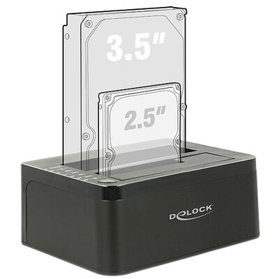 DELOCK docking station για 2.5" ή 3.5" SATA HDD/SSD 62661, 2 θέσεων, 6Gbps, clone function, μαύρο