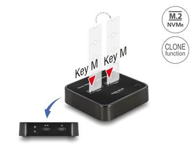 DELOCK docking station για M.2 NVMe SSD 64177, 2 θέσεων, 10Gbps, clone function, μαύρο