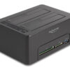 DELOCK docking station για 2.5" ή 3.5" SATA HDD/SSD 64183, 2 θέσεων, με card reader, 5Gbps, clone function, μαύρο