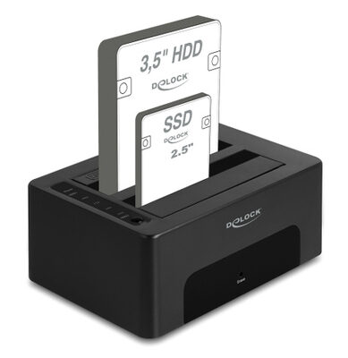 DELOCK docking station για 2.5" ή 3.5" SATA HDD/SSD 64187, 2 θέσεων, 5Gbps, clone/erase function, μαύρο