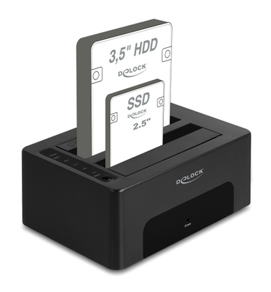 DELOCK docking station για 2.5" ή 3.5" SATA HDD/SSD 64187, 2 θέσεων, 5Gbps, clone/erase function, μαύρο