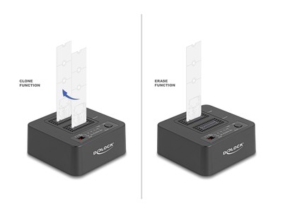DELOCK docking station για M.2 NVMe SSD 64300, 2 θέσεων, 20Gbps, clone/erase function, μαύρο