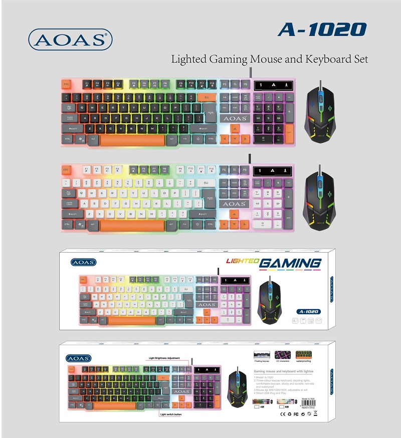 Σετ ενσύρματο πληκτρολόγιο & ποντίκι Gaming - A1020 - 655560 - White