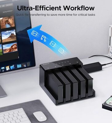 ORICO docking station για 2.5" ή 3.5" SATA HDD/SSD 6558US3-C, 5 θέσεων, 5Gbps, clone function, μαύρο